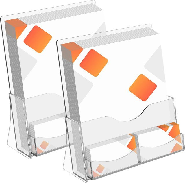2er-Set Acryl-Broschürenhalter in Transparent mit Visitenkartenhalter für Flyer und Zeitschriften - Bild 1