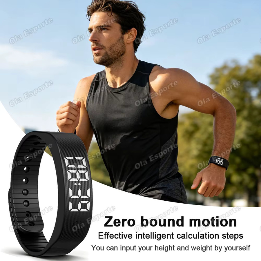 Ola Esporte Smartwatch HW12 Smartband in Schwarz mit LED Digital Display, wasserdicht und mit Schrittzähler sowie Vibrationsalarm - Bild 2