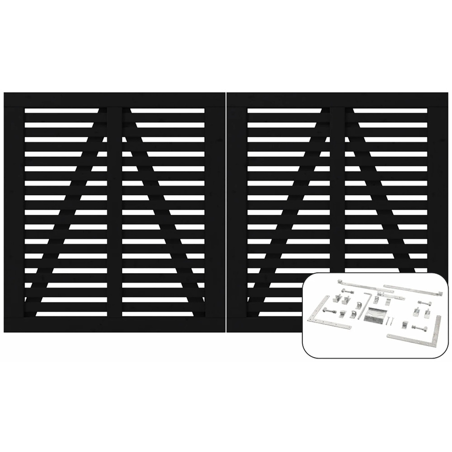 Plus Harmoni Doppeltor aus Nadelholz in Schwarz B: 200 cm, H: 107 cm - Bild 2