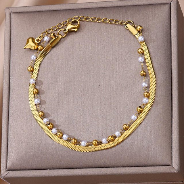 YIRAN Fußkettchen Edelstahl, Gold, Damen - Bild 1