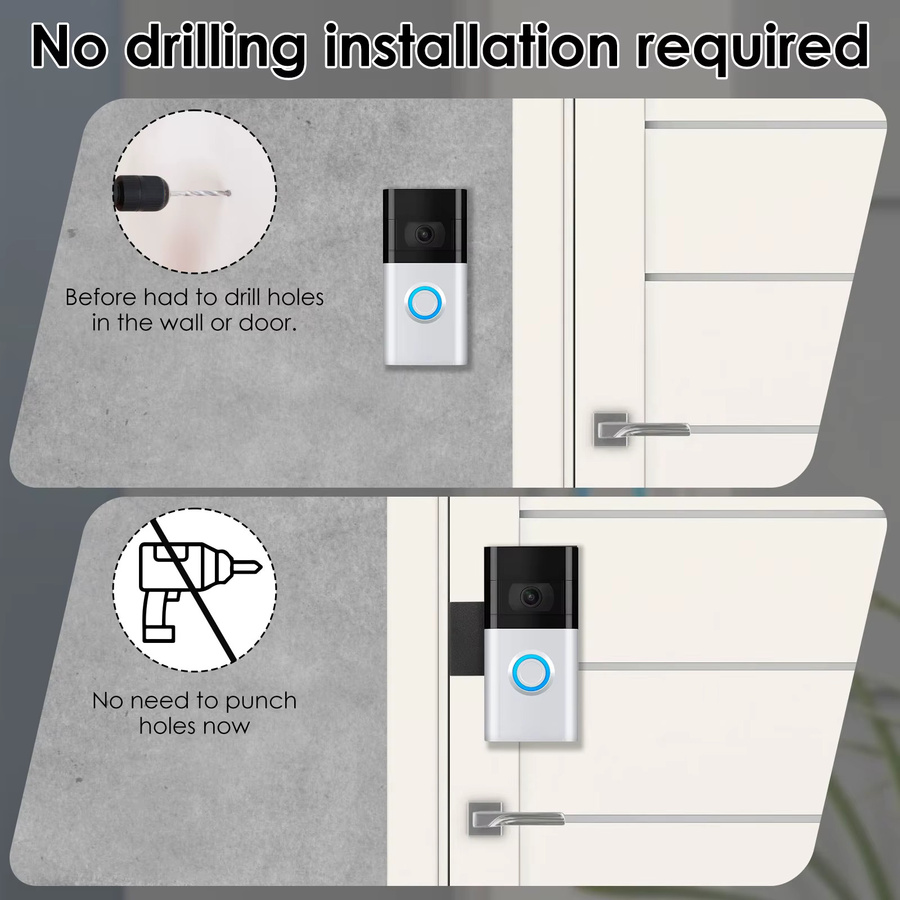 Ring Selbstklebende Kamerahalterung für Video-Türklingeln in Schwarz, kompatibel mit Ring Battery Video Doorbell, Doorbell Plus und Pro, ideal für Mieter und Wohnungen - Bild 5