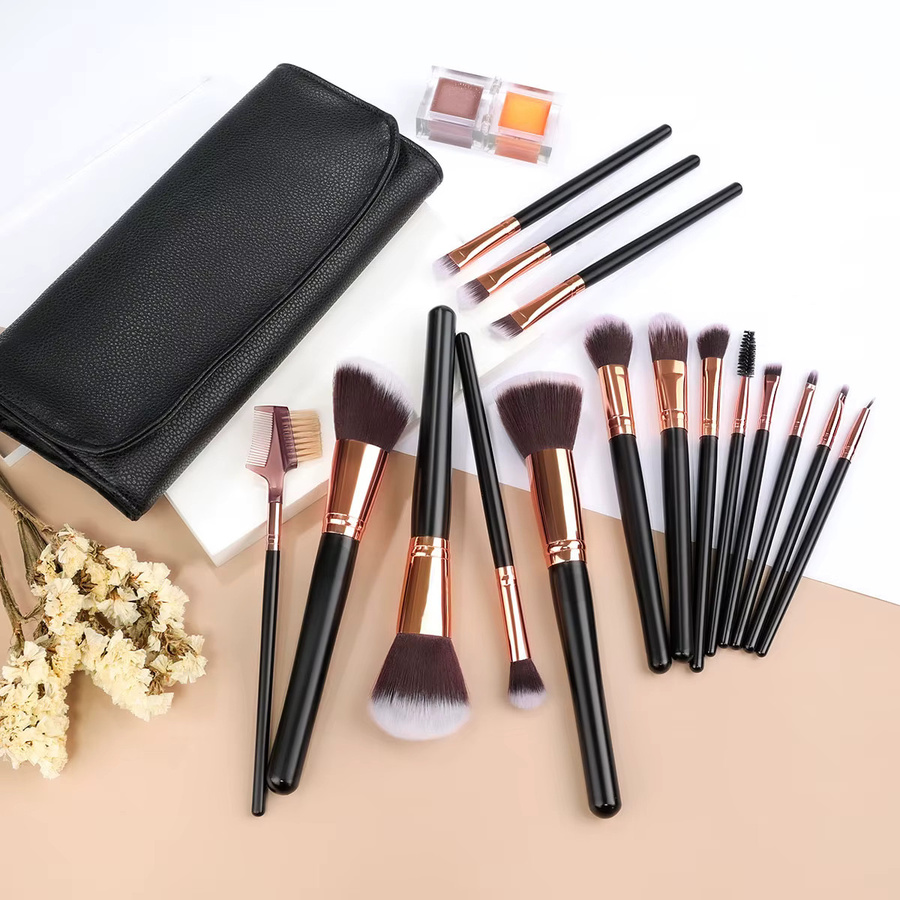 RUNTOIN Make-up Pinsel Set, 16 Stück, Schwarz, Unisex - Bild 6