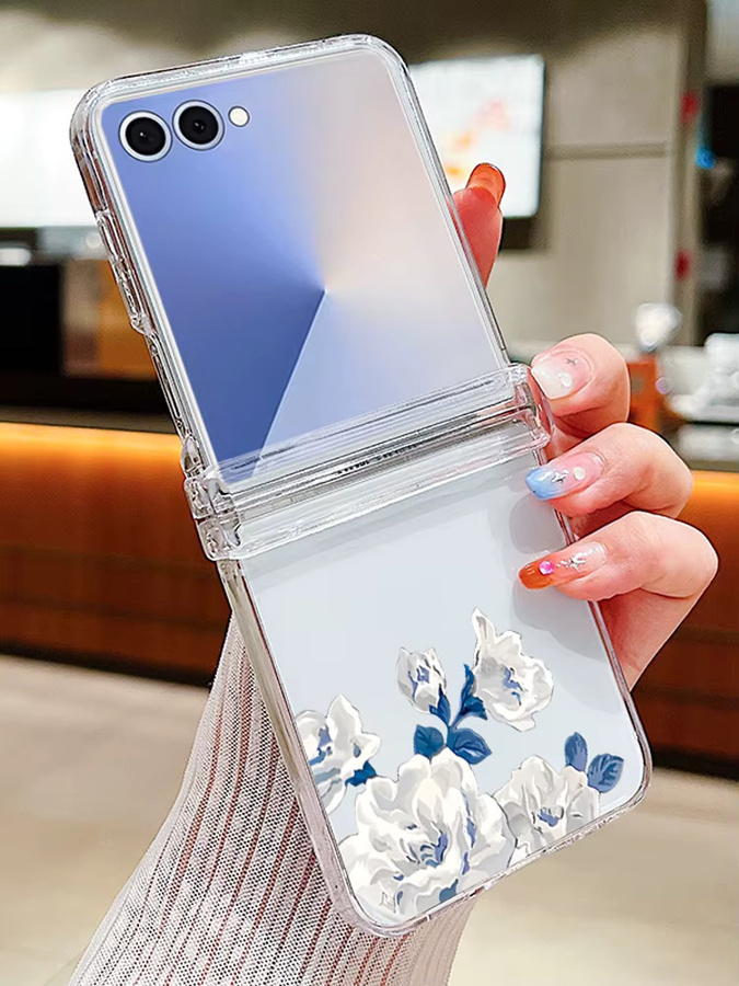 MOESOE Schutzhülle mit Blumenmuster für Samsung Galaxy Z Flip6 und Z Flip5 in Transparent - Bild 3