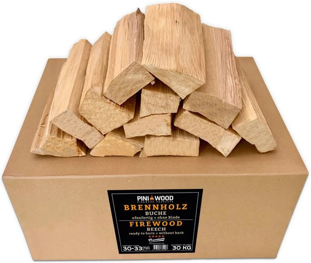 PINI Grillholz Buche ohne Rinde, 30 kg, Länge 30-33 cm - Bild 1