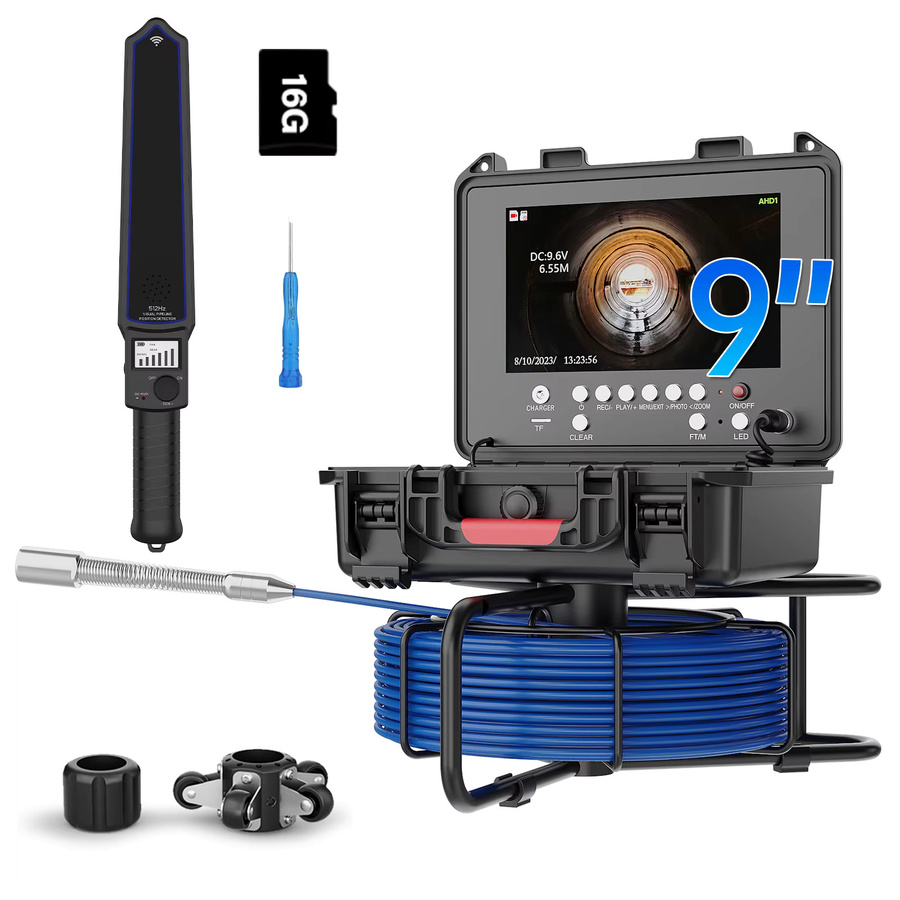GAMWATER Kanalinspektionskamera mit 9-Zoll-IPS-Display, 1080P-Auflösung, Selbstnivellierung, 512-Hz-Ortungsgerät, 23-mm-Endoskopkamera, Meterzähler und 16 GB DVR in Schwarz - Bild 7