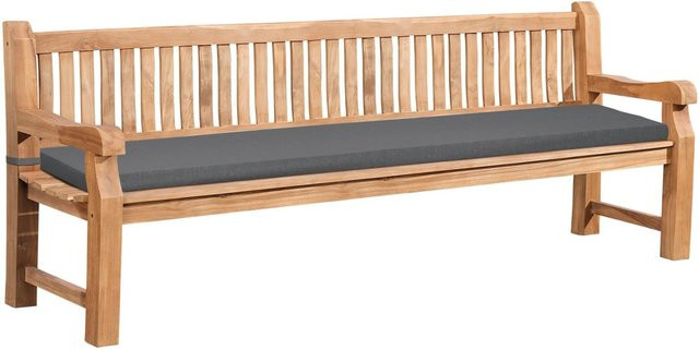 DELUKE Gartenbank DABEL aus Teakholz mit Sitzkissen, Dunkelgrau, B/T/H: 240 x 61 x 93 cm - Bild 1