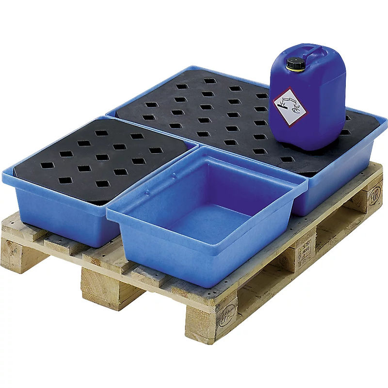 Emtez PE-Auffangwanne mit Rost für Kleingebinde in Blau, B/T/H: 80 x 60,5 x 17 cm, 43 Liter - Bild 3