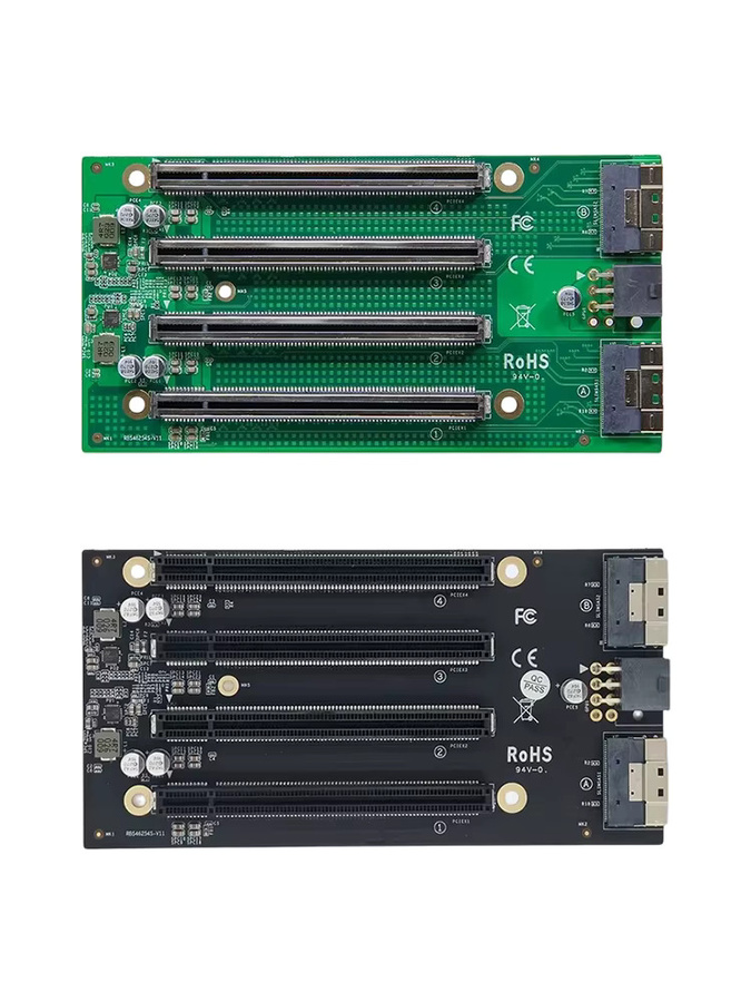ADT-Link PCIe 4.0 x16 zu 4x PCIe x16 Gen4 Erweiterungs-Backplane-Karte mit SFF-8654 SlimSAS 8i Adapter - Bild 4