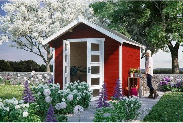 Skan Holz Gartenhaus Hengelo aus Holz in Schwedenrot mit Satteldach B/H/T: 280 x 273 x 300 cm - Bild 1