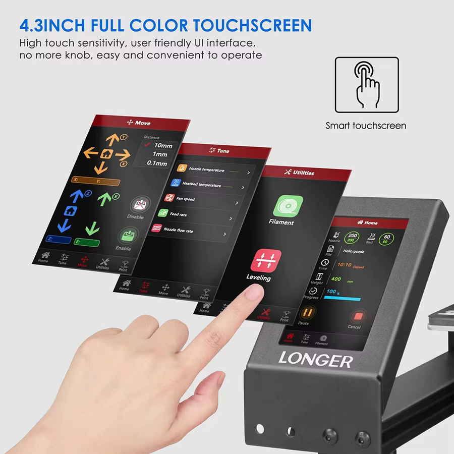LONGER LK5-Pro FDM 3D-Drucker in Schwarz mit großer Druckgröße, B/T/H: 300 x 300 x 400 mm, TMC2208 Ultra-Leiser Treiber und 180mm/s Hochgeschwindigkeitsdruck - Bild 3