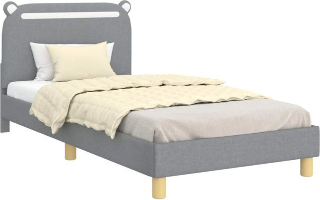 vidaXL Kinderbettgestell mit Kopfteil und Seitenfächern in Grau, B/T/H: 80 x 200 x 208 cm - Bild 1