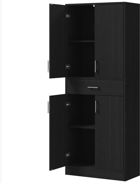HOMCOM Küchenschrank Buffet in Schwarz mit 4 Türen und 1 Schublade, Höhe: 180 cm - Bild 1