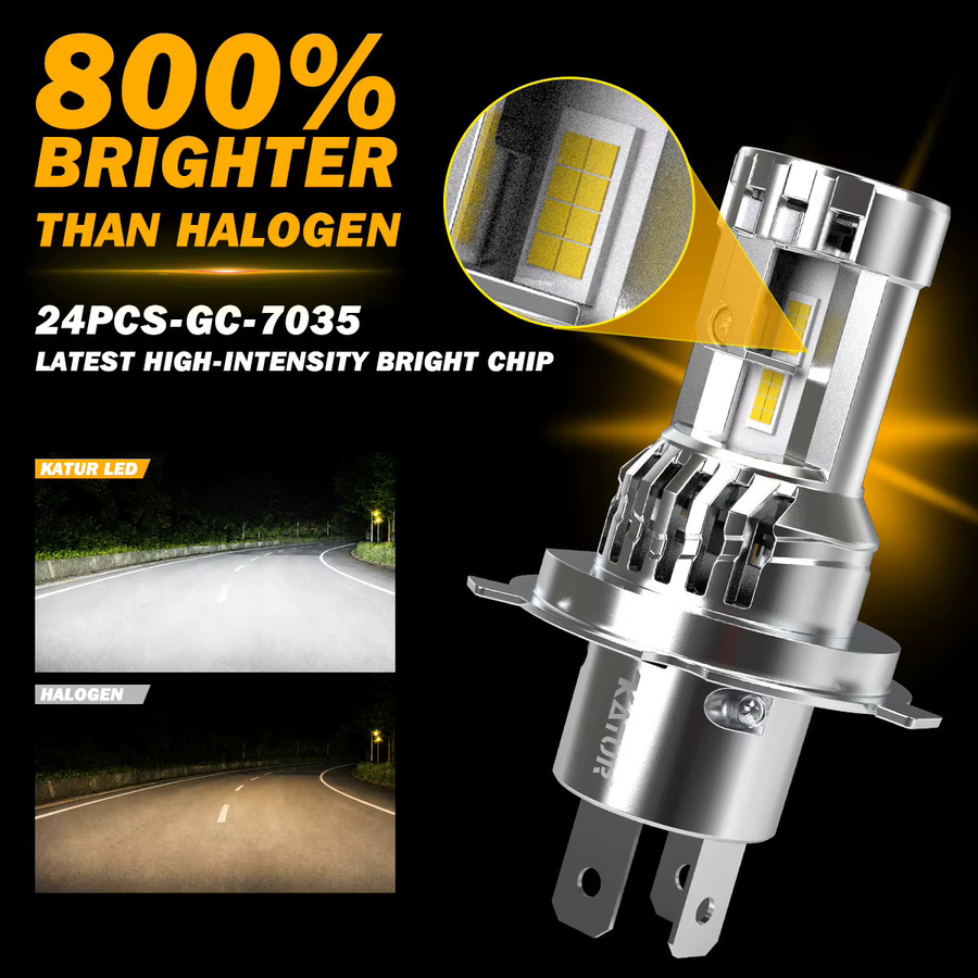Katur H4 Auto-LED-Scheinwerfer Set mit Lüfter, 200W und 40000Lm, Farbe: Silber, passend für Lada Niva (2010-2023) und Smart Fortwo 453 (2014-2023) - Bild 4