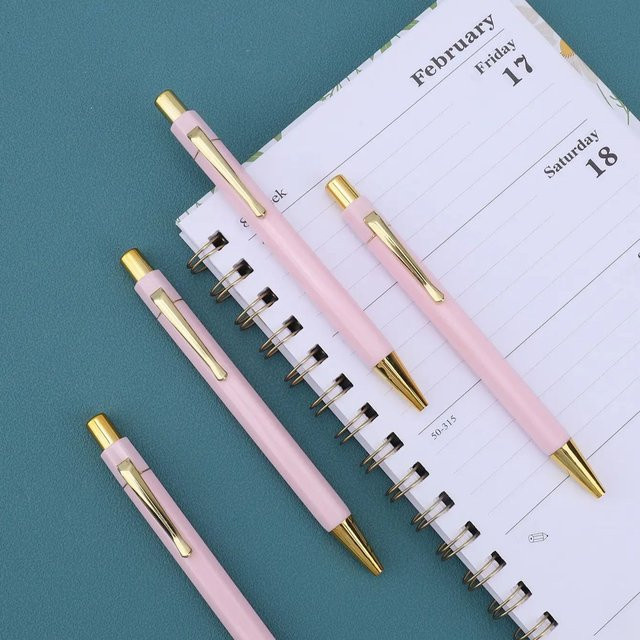 4-teiliges Set sechseckige Metallkugelschreiber in Gold, Pink und Türkis für ein glattes Schreibgefühl - Bild 1