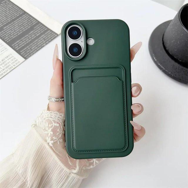 Stoßfeste Silikon Hülle mit Geldbörse und Kartenhalter für Apple iPhone 11 bis 17 Pro Max in verschiedenen Farben - Bild 1