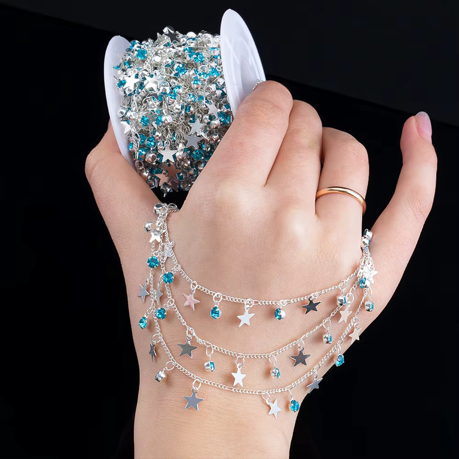 Anhänger Stern, Blau, Glas, Strass, Kupfer, Silber, Kristall - Bild 2