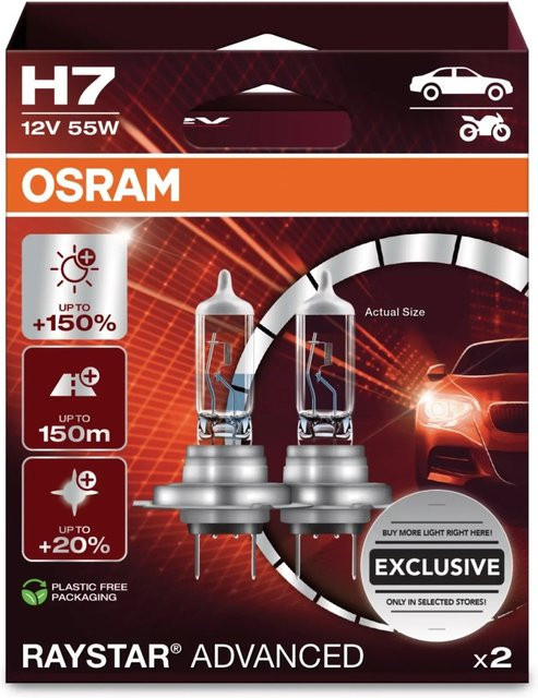 Osram Scheinwerferlampe H7 Raystar Advanced Halogen Leuchtmittel in Transparent, 2 Stück - Bild 1