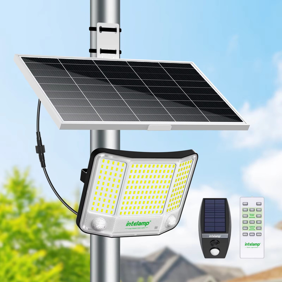intelamp LED Solarleuchte für Außenbereich mit Bewegungssensor, 4000 Lumen, IP65 wasserdichte Wandlampe in Schwarz für Garten und Straße - Bild 5