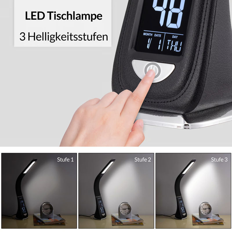 monzana LED Schreibtischlampe Lilly in Schwarz mit Leder-Optik - Bild 5