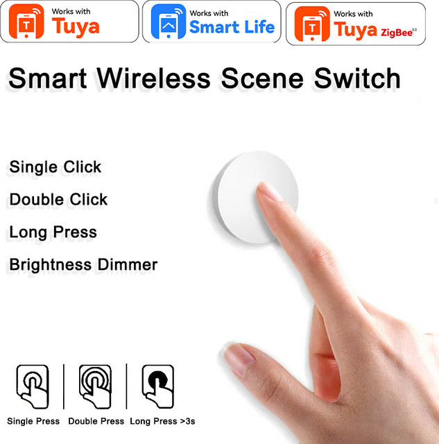 Tuya ZigBee Smart Button Scene Switch Drahtlose Fernbedienung in Weiß für Google Alexa und Sprachsteuerung - Bild 1