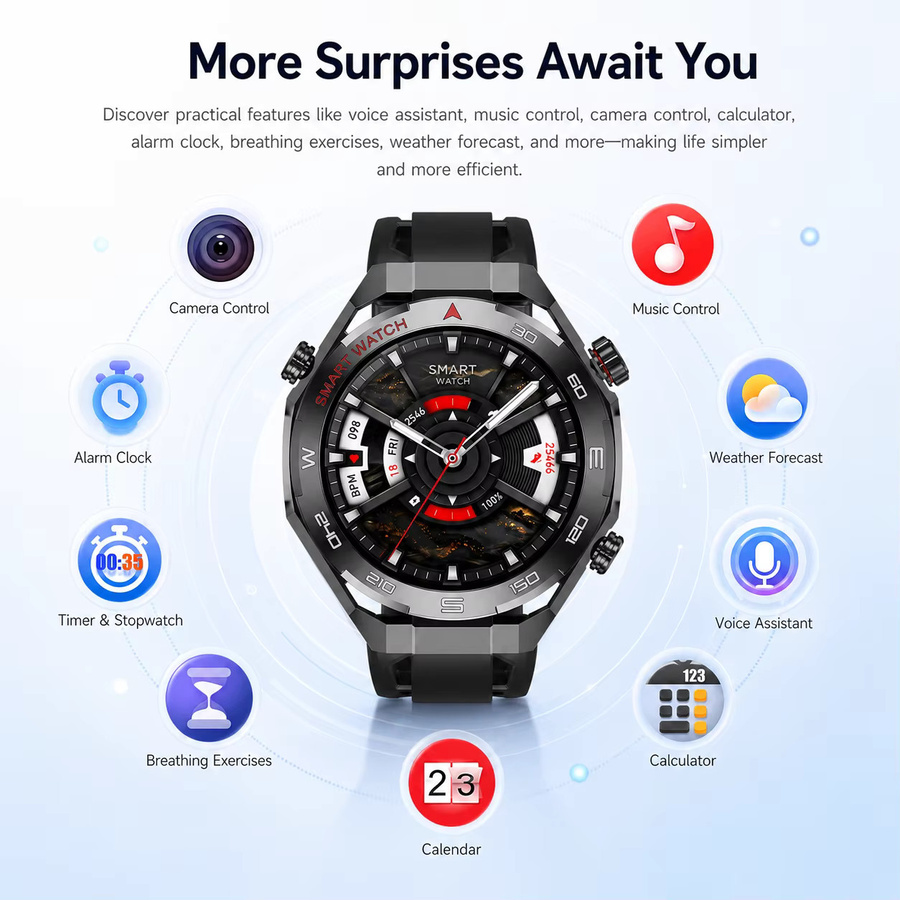 rollstimi Smartwatch, Herren, Schwarz, Silikon, GPS, Bluetooth - Bild 5