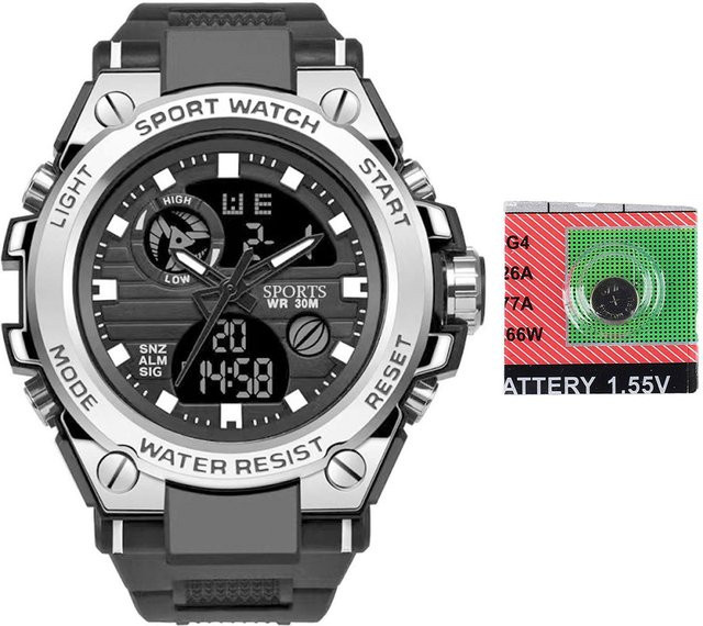 Neoglint Digitaluhr, Quarz, Edelstahl, Schwarz, Kinder - Bild 1