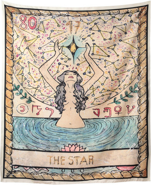 VIKAMA The Sun Tarot-Karten Wandteppich mit mystischer Vintage-Kunst, Mehrfarbig, Rechteckig - Bild 1