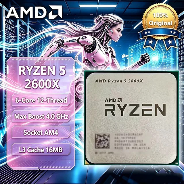 AMD Ryzen 5 R5 2600X Gaming-CPU Prozessor LGA AM4 mit 3,6 GHz, 6 Kerne und 12 Threads, Silber - Bild 1