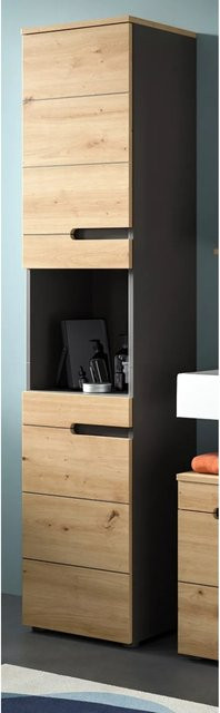Inn.Furn Badezimmer Hochschrank Cooper in Eiche und Grau, B/T/H: 38 x 34 x 193 cm - Bild 1
