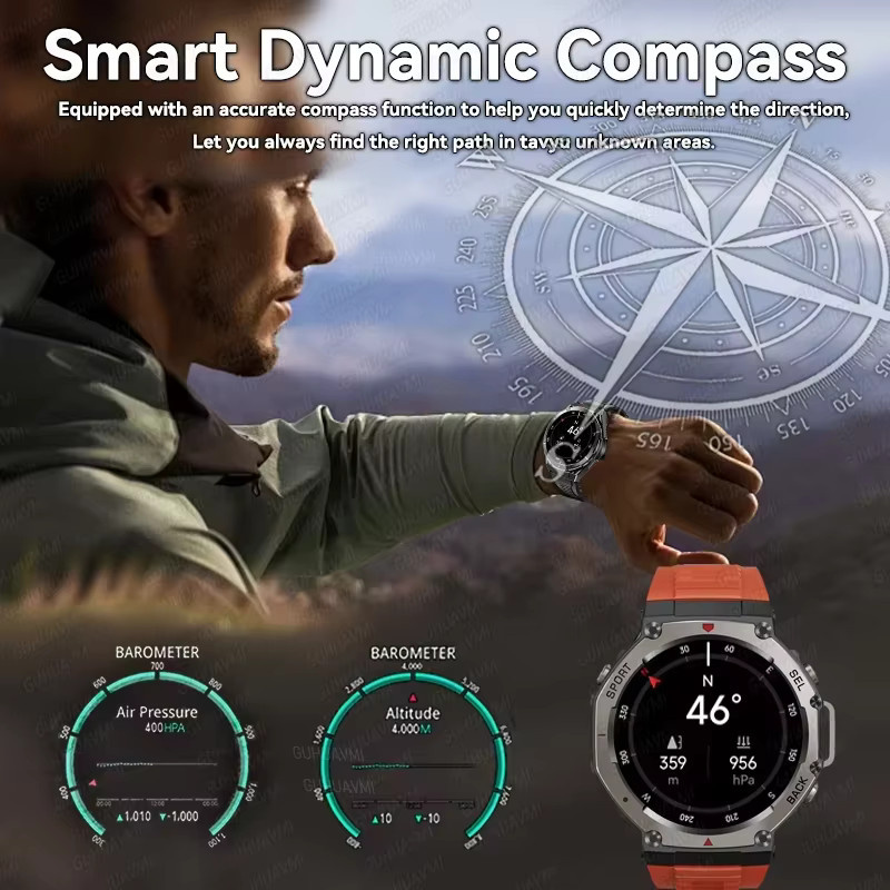 KAVSUMI Smartwatch, GPS, 5 ATM, Silikon, Schwarz, Herren - Bild 5