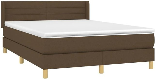 vidaXL Boxspringbett mit Matratze in Dunkelbraun, Hybridbett mit Taschenfederkern, B/T: 140 x 190 cm - Bild 1