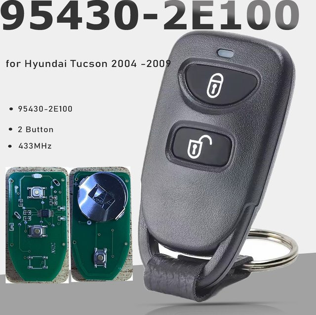 KEYECU Fernschlüsselanhänger für Hyundai Tucson 2004-2009, 2 Tasten, 433 MHz, Schwarz, 95430-2E100 - Bild 1