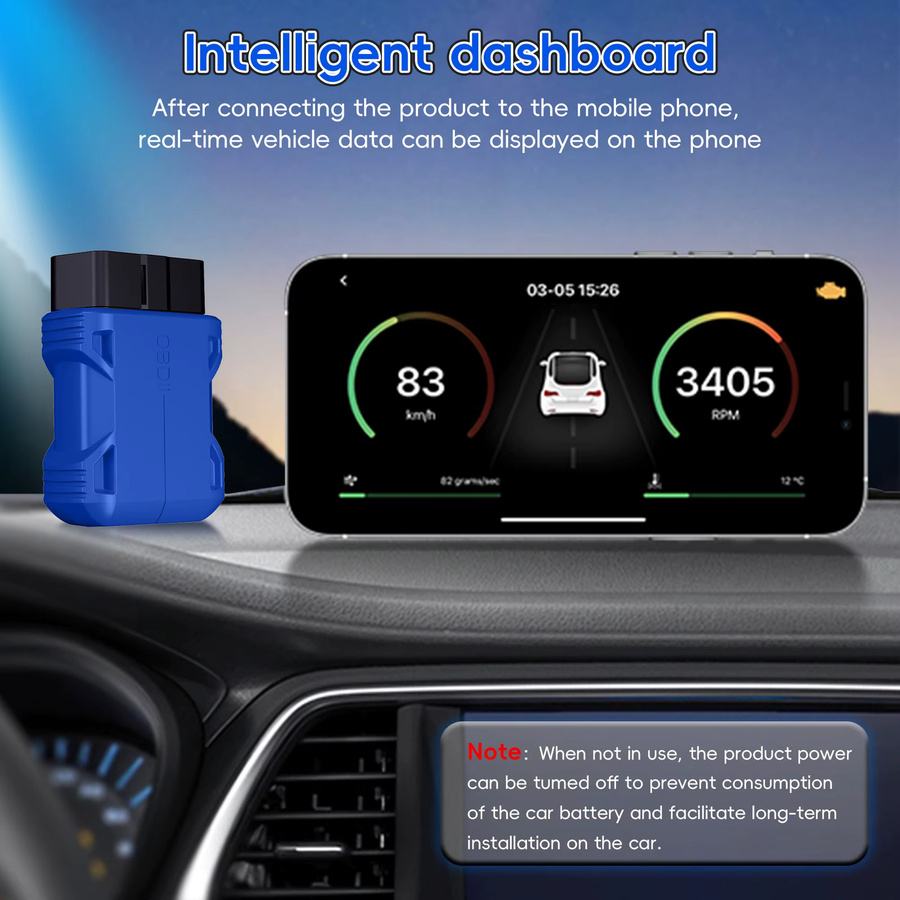 OBDCheck BLE Bluetooth OBD II Scanner Auto Diagnose Scan Tool für iOS und Android in Blau - Bild 4