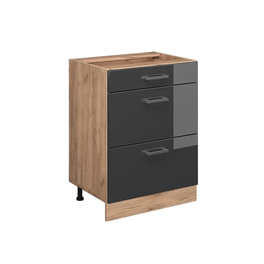 Vicco Küchenunterschrank R-Line mit Schubladen in Anthrazit und Eiche, Breite: 60 cm - Bild 3