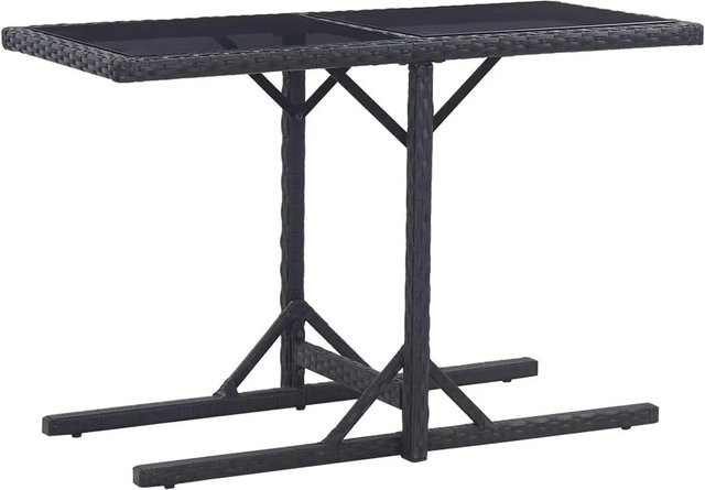 Furnicato Gartentisch aus Poly Rattan und Glas in Schwarz, B/T/H: 110 x 53 x 72 cm - Bild 1