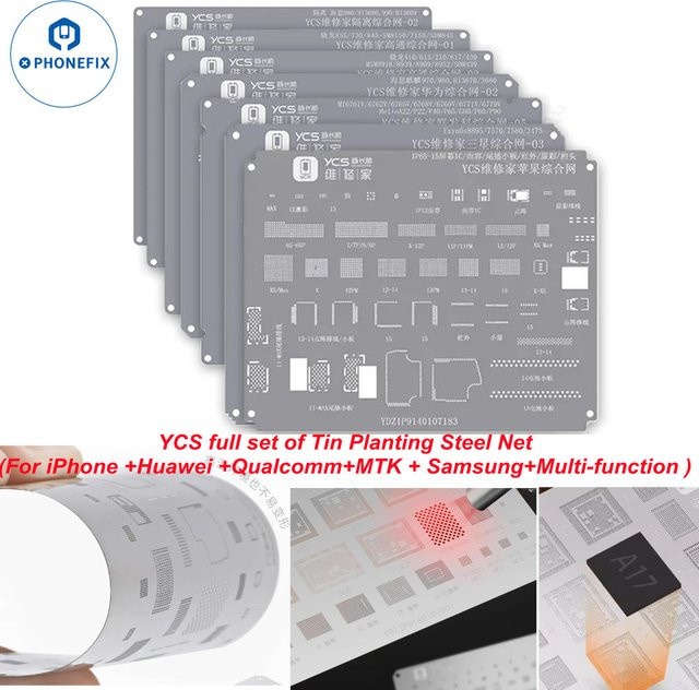 Lanrui YCS BGA Reballing-Schablonen Set 49-teilig für iPhone und Android CPU IC in Silber - Bild 1