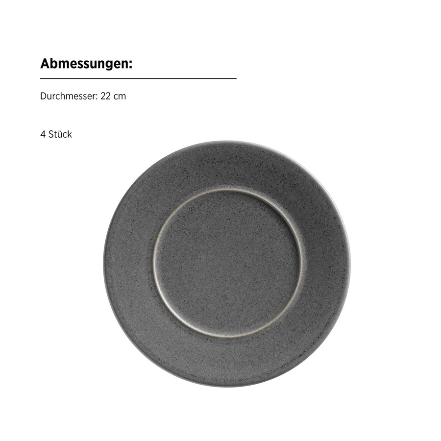Mäser Dessertteller Set Unico aus Steinzeug in Weiss, Anthrazit und Grau - Bild 2