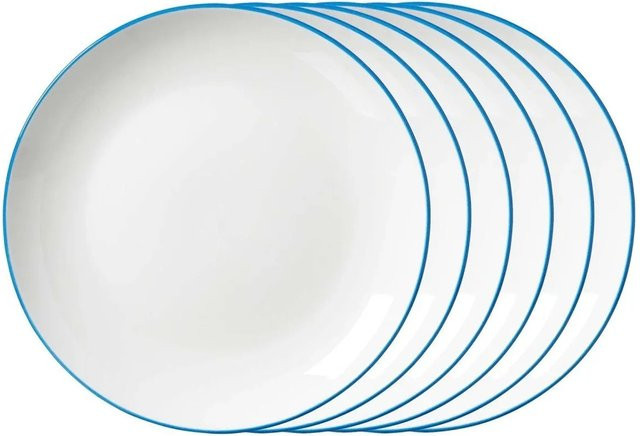 Ritzenhoff & Breker Adela Dessertteller aus Porzellan, 6er Set, Blau/Weiß, Durchmesser: 20,5 cm - Bild 1