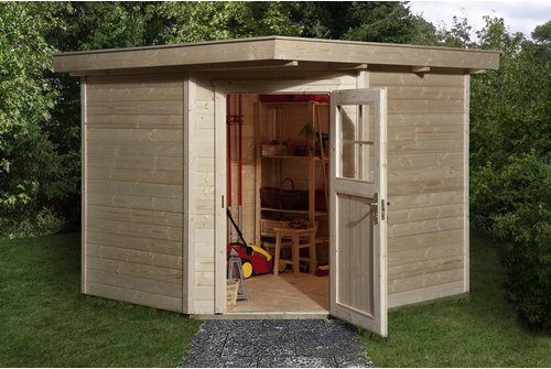 WEKA Gartenhaus 229 Gr.2 aus Holz mit Flachdach in Beige, B/H/T: 270 x 217 x 235 cm - Bild 2