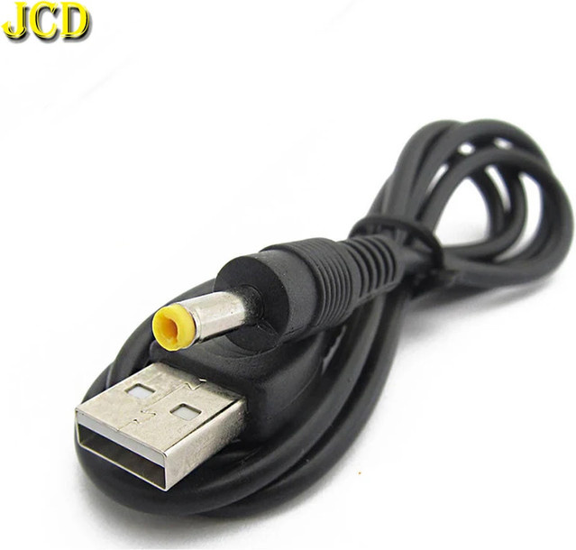 JCD USB zu DC Ladekabel Schwarz für PSP 1000 2000 3000 mit 4,0 x 1,7 mm Stecker 5 V - Bild 1