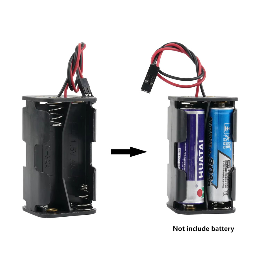 DIYmall Batteriehaltergehäuse mit JR-Anschlusskabel für 4 AA-Batterien, 6V, Schwarz - Bild 2
