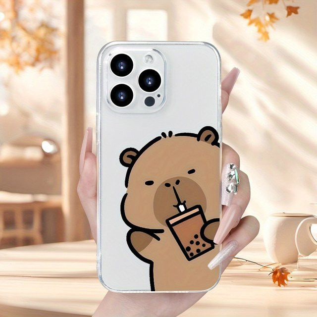 Transparente TPU-Handyhülle mit Capybara-Muster für iPhone 17 16 15 14 13 12 11 Pro Max Plus SE und andere Modelle - Bild 1
