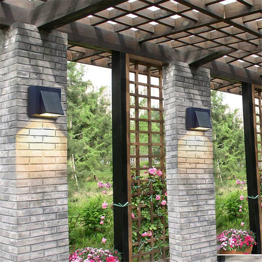 SUNMEIYI LED-Außenwandleuchte aus Aluminium in Schwarz, moderne wasserdichte Wandlampe mit warmweißem Licht für den Garten - Bild 2