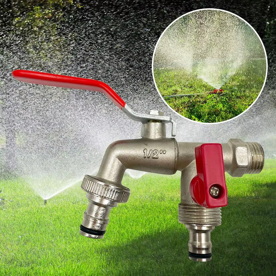 Ersatzarmatur für IBC Wassertank mit Messing-Hahn und Hebelgriff, Anschluss 1/2 Zoll, Farbe Gold/Silber - Bild 2