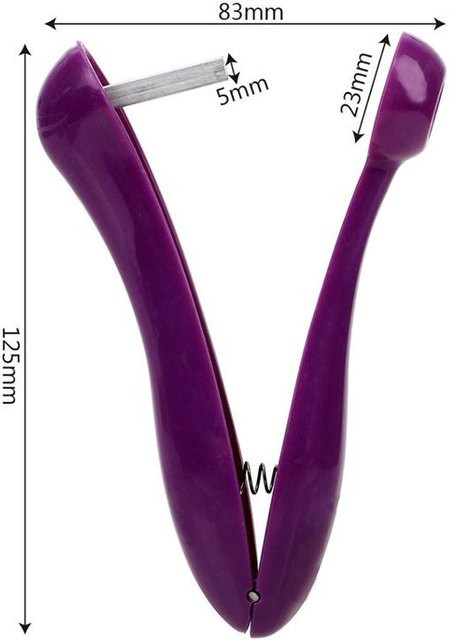 Kirsch- und Olivenentkerner mit Easy Squeeze Grip in Grau und Lila aus Edelstahl und Kunststoff - Bild 1