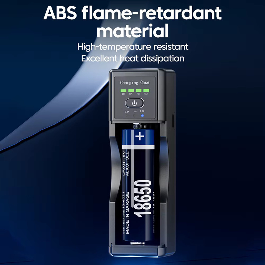 Intelligentes USB-Lithium-Batterie-Ladegerät in Schwarz für 3,6 V/3,7 V Li-Ion-Akkus der Typen 14650, 18650 und 22650 mit 2 A Ladeleistung und USB-C Anschluss - Bild 2