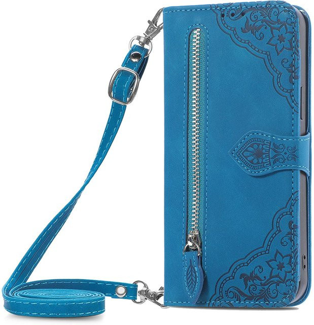 Xiaomi Leder-Brieftasche mit Reißverschluss als Flip-Hülle für Redmi Note Serie in Blau - Bild 1