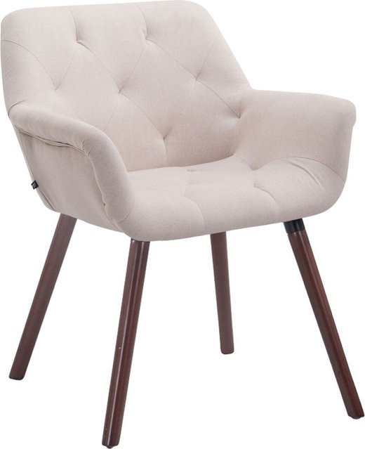 CLP Esszimmerstuhl Cassidy Retrostuhl mit Armlehnen und Stoffbezug in Beige, Sitzhöhe: 45 cm - Bild 1