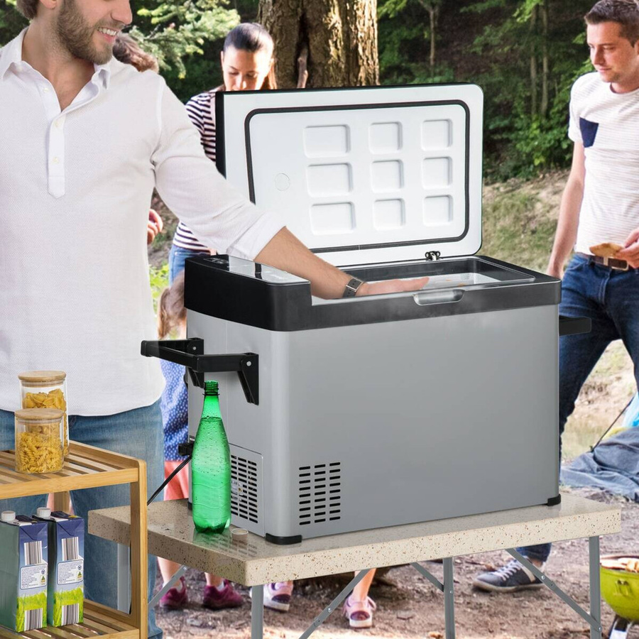 Outsunny Kühlbox aus Glas, Edelstahl und Polypropylen in Schwarz und Grau, B/H/L: 36 x 75 x 49,5 cm - Bild 2