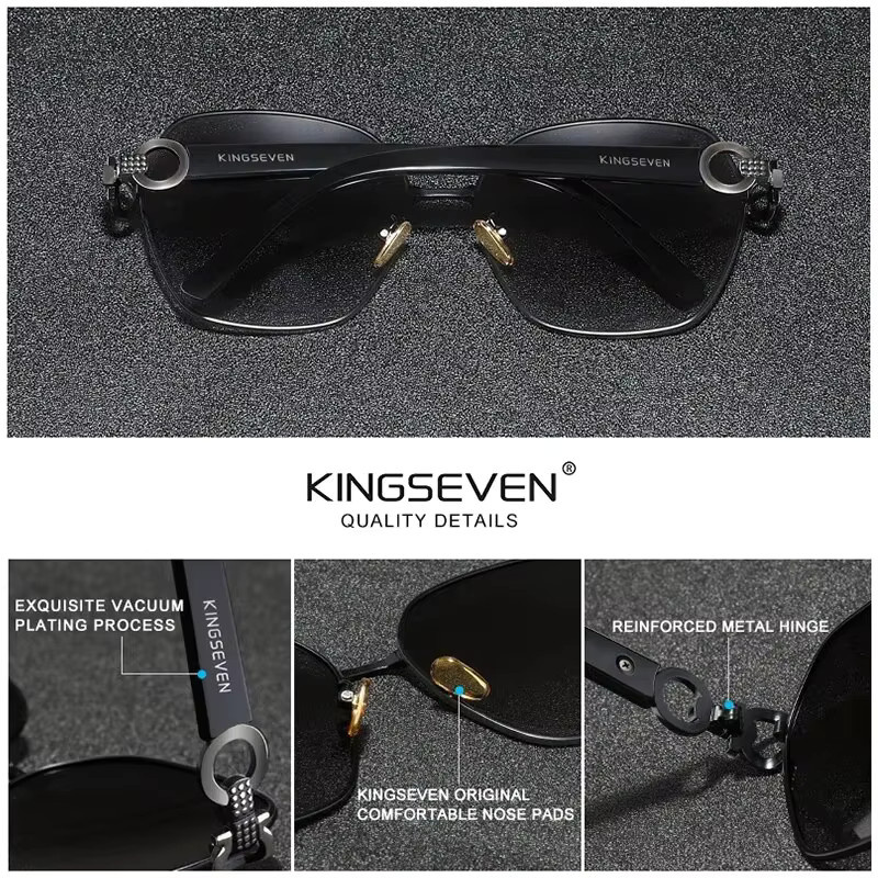 Kingseven Sonnenbrille Schmetterling, Vintage, quadratisch, schwarz, Damen - Bild 2
